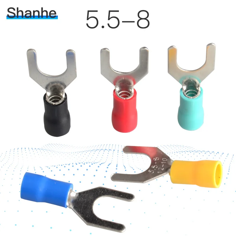 

SV5.5-8 Terminal Cable Wire Connector 20PCS Insulated Fork Spade Crimp Connector Terminals Electrical Wiring
