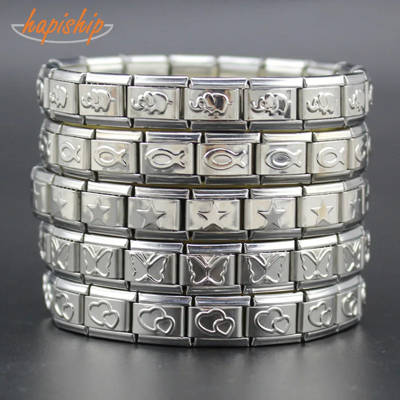 

Hapiship 2018 Man/Women's Silver 9mm Stainless Steel Silver Key Butterfly Heart Scorpion Fish Wish Bracelet Bangle For Gift G044