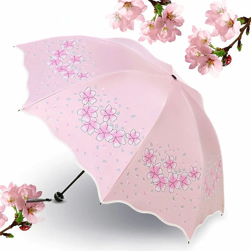 Marble Rose Gold fashion print cute Windproof automatic tri-fold umbrella sun UV protection Sun umbrella