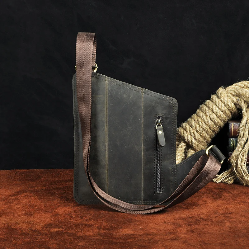 Кофе Для мужчин кожа Повседневное Дизайн поясная грудь слинг сумка одно плечо мешок моды Crossbody Travel Bag Рюкзак мужской B214c