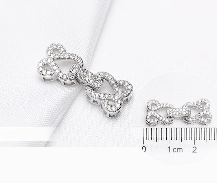 Rhinestone Chinese Knot Fold Over Clasps Connectors For DIY Gemstone Pearls Necklace Bracelets beads end caps Components