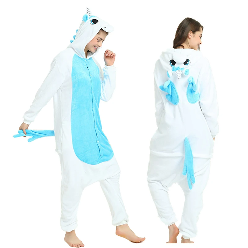 Кигуруми Onesie единорог пижамы для женщин взрослых животных мультфильм одеяло пижамы Детский костюм зима мальчик девочка Единорог Jumspuit - Цвет: Blue unicorn