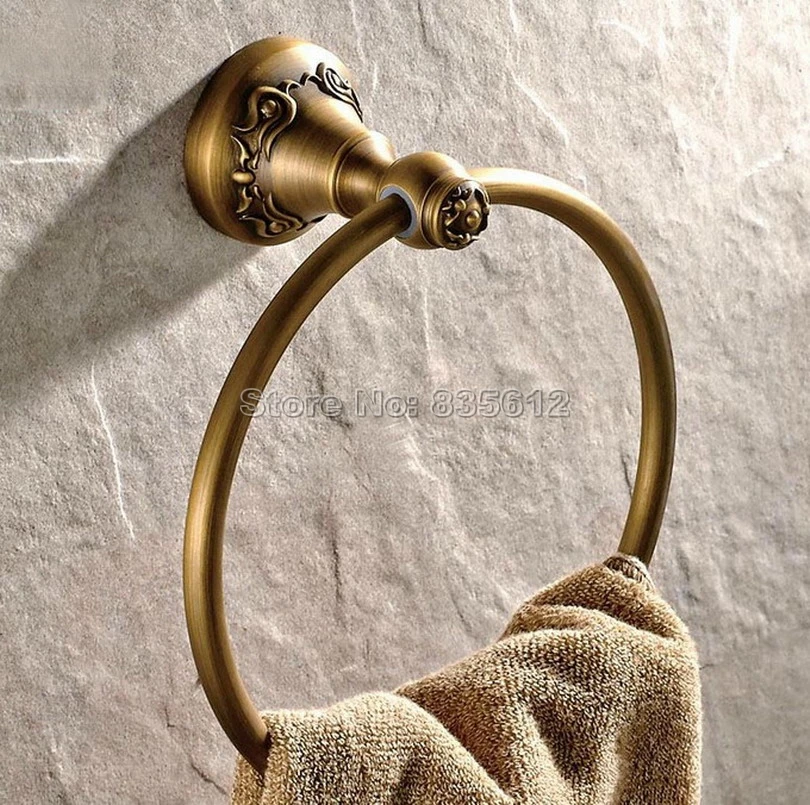 Bathroom Accessory Wall Mounted Antique Brass Towel Rings Holder Wba428