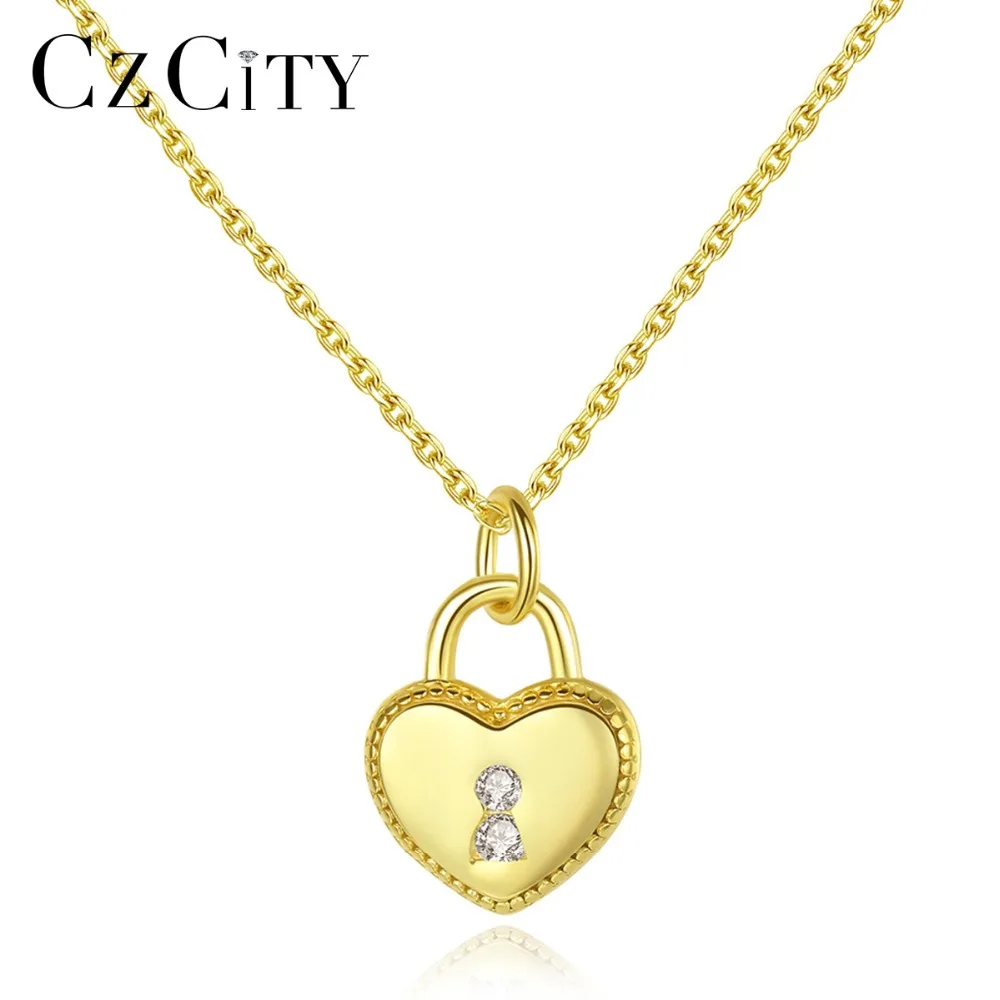 Buy CZCITY 925 Sterling Silver Heart Lock Pendant