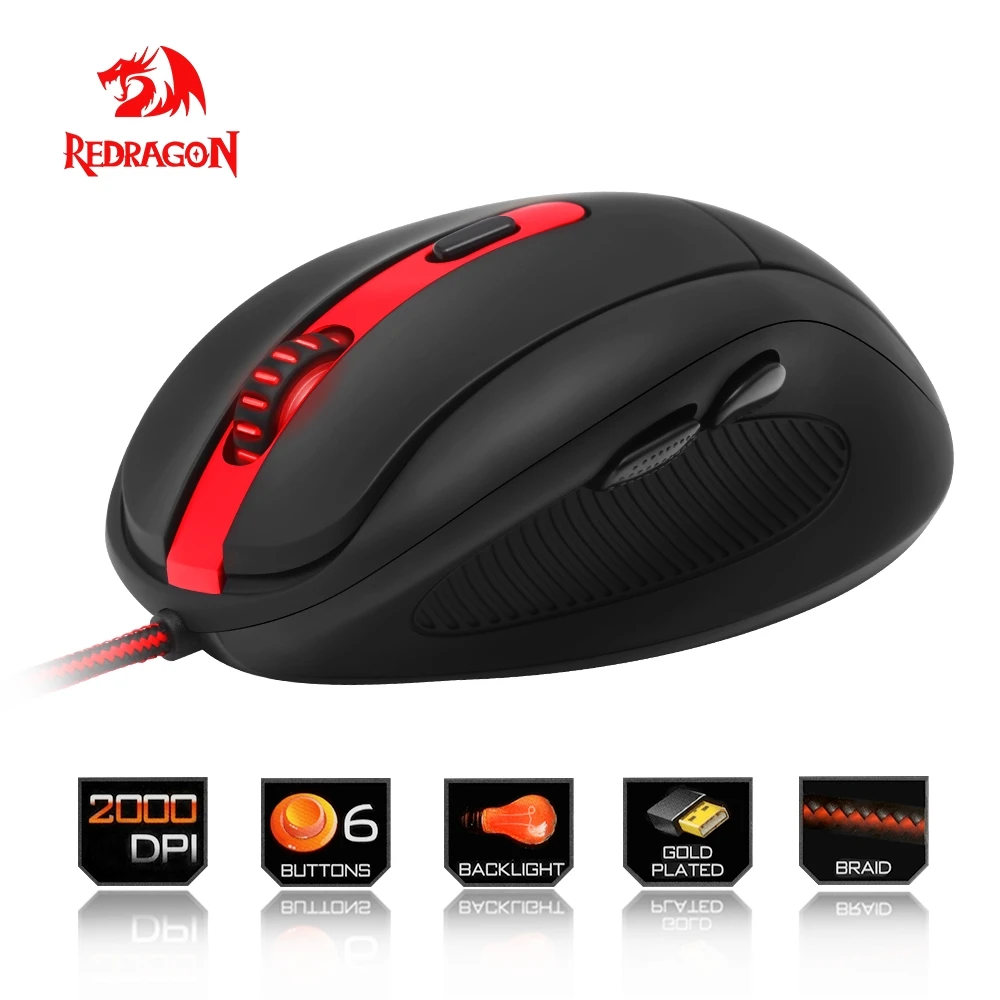 Redragon high quality USB Gaming Mouse 2000 DPI 6 buttons ergonomic