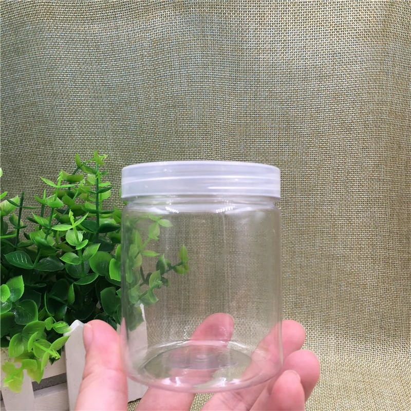 

40 pcs Free Shipping 8 oz 220 ml Empty Transparent Plastic Pack Bottles Cans For Spices Honey Candy Food Sample Containers