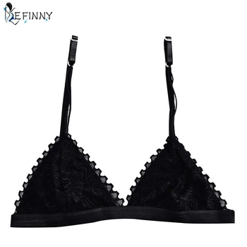 

ZH 2018 Black Female Sexy Bra Floral Lace Wire Bra Bustier Sheer Laies Top Seamless Bralette Women Transparent Cup Wireless Bras