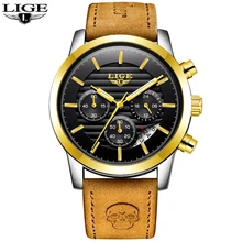 Relogio Masculino LIGE Fashion Watch Men Sport Military Clock Mens Watches Top Brand Luxury Quartz Waterproof Leather Gold Watch