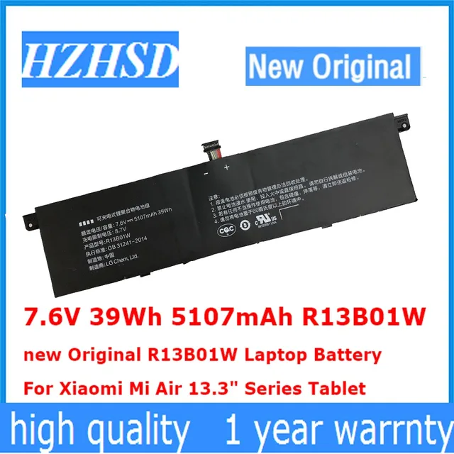 Best Price 7.6V 39Wh 5107mAh R13B01W R13B02W new Original R13B01W R13B02W Laptop Battery For Xiaomi Mi Air 13.3" Series Tablet Best Price 7.6V 39Wh 5107mAh R13B01W R13B02W new Original R13B01W R13B02W Laptop Battery For Xiaomi Mi Air 13.3" Series Tablet
