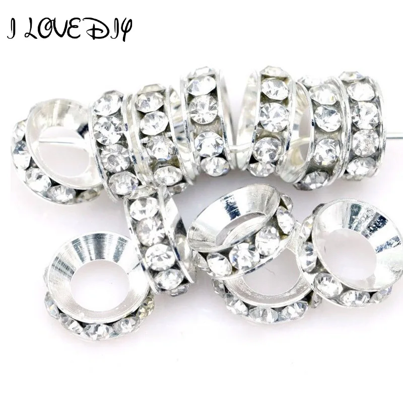 Rhinestone Crystal Rondelle tibetan Gold silver Spacers Beads Fit