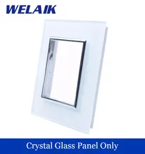 WELAIK Touch Switch DIY Parts Glass Panel Only of Wall Light Switch Black White Crystal Glass Panel Square hole A18W/B1
