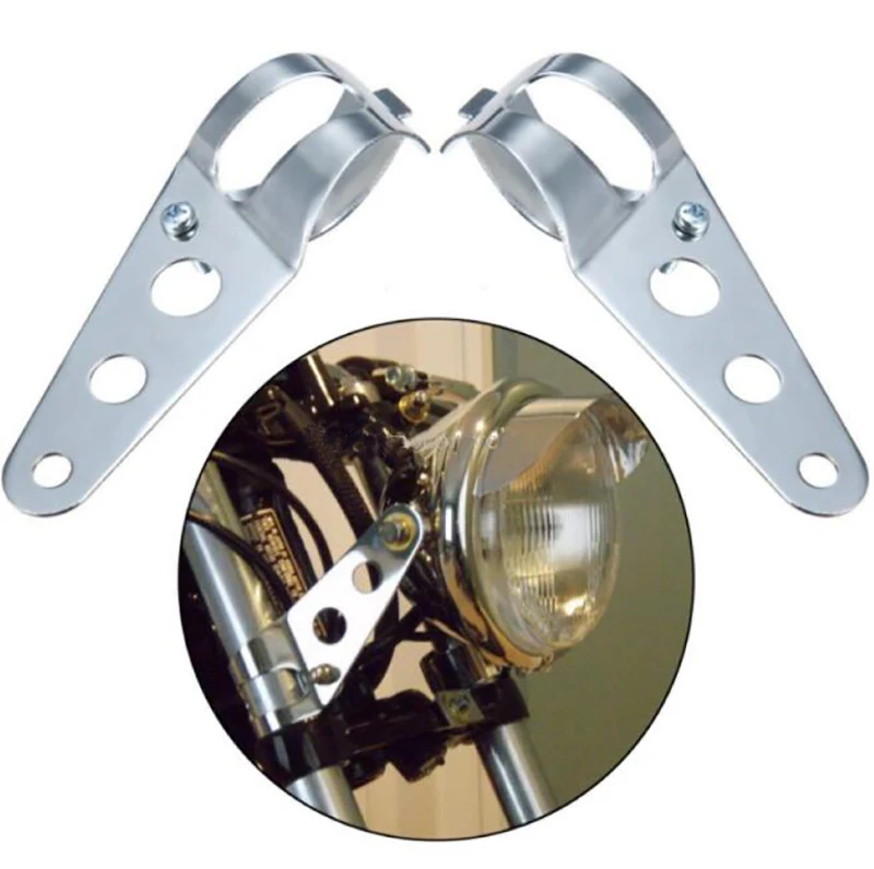 Metal Chrome Motorcycle Headlight Mount Brackets 34mm 46mm Clamps