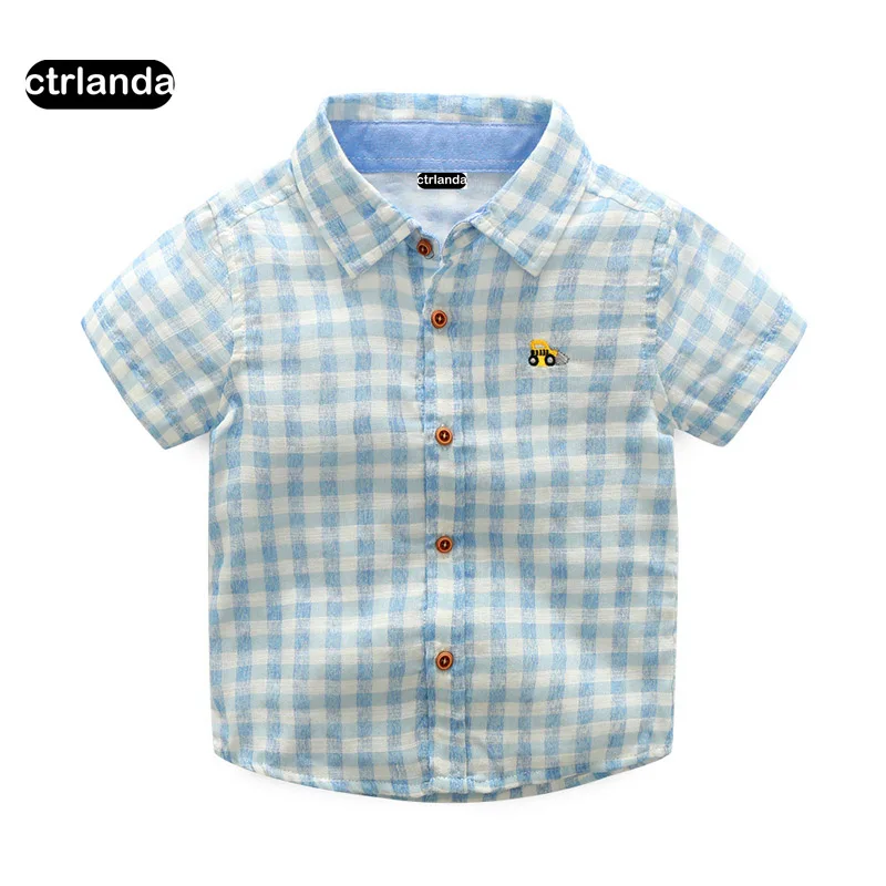 children boy cotton linen shirts summer short sleeve tops