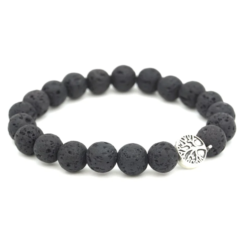 25 Styles Tree of Life Paw Charms 8mm Black Lava Stone Beads Aromatherapy Essential Oil Diffuser Bracelet Yoga Strand Jewelry