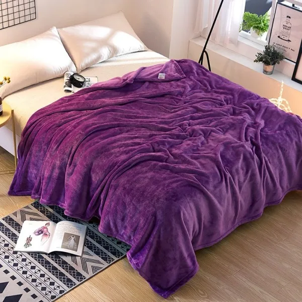 Бургундия сплошной цвет фланель флис пушистый Одеяло Полный Королева легкий уютный диван/кровать одеяло плюшевое микрофибра - Цвет: grape
