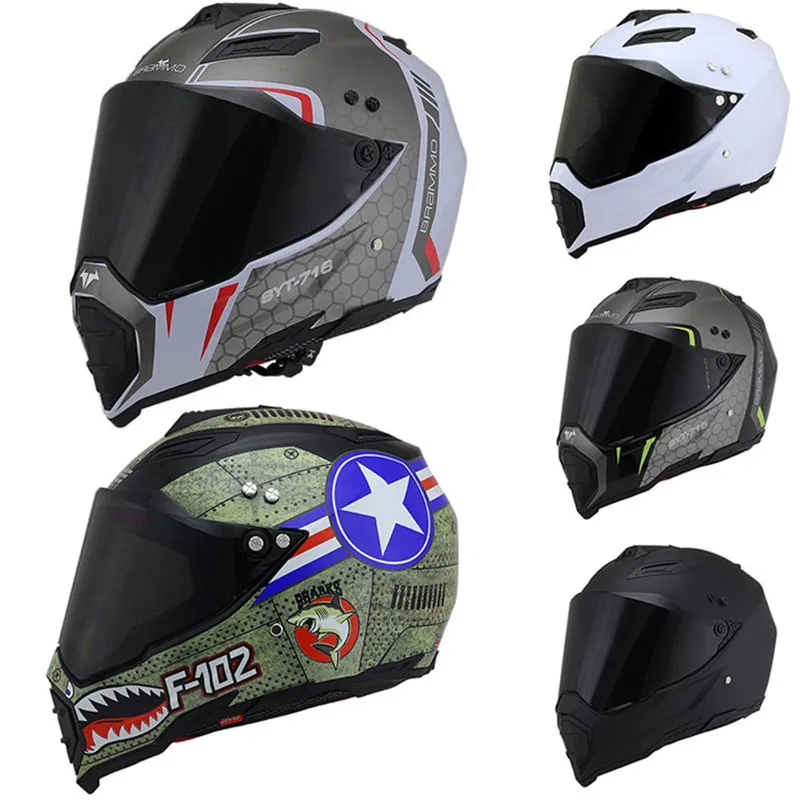 

Motorcycle Full Face Helmet Cross Country Locomotive Rally Professional Motocross Racing Road DOT Safety