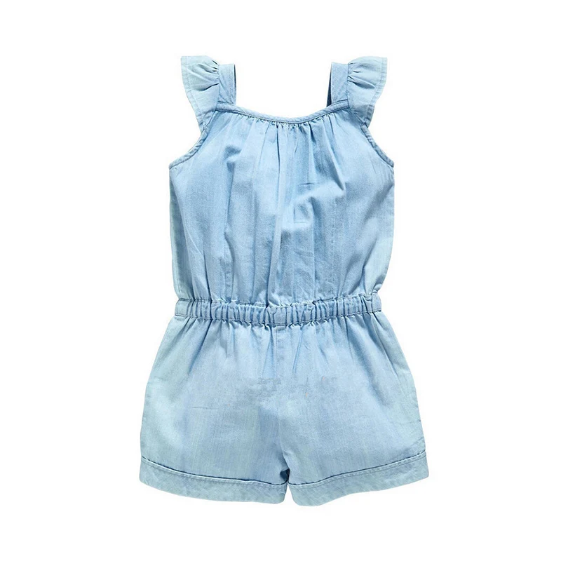 

Summer Baby Girls Clothes Denim Cotton Jeans Jumpsuit Sleeveless Bow-Knot Rompers YJS Dropship