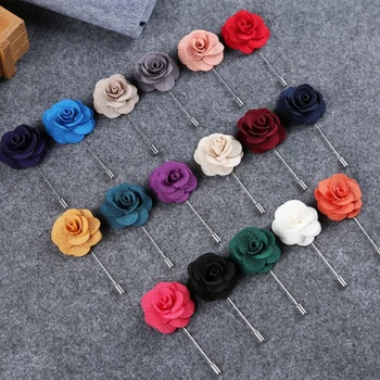 

26 Colors 1Pcs New Camellia Flower Lapel Pin Brooch Handmade Handmade Flower Brooch Pin for Men Fashion Wedding Boutonniere 10
