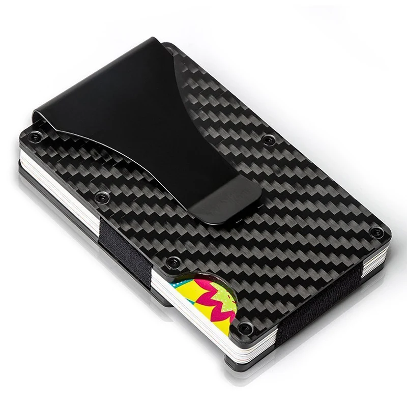 DROPSHIP Men Card Holder Slim Carbon Fiber Credit Card Holder Metal ...