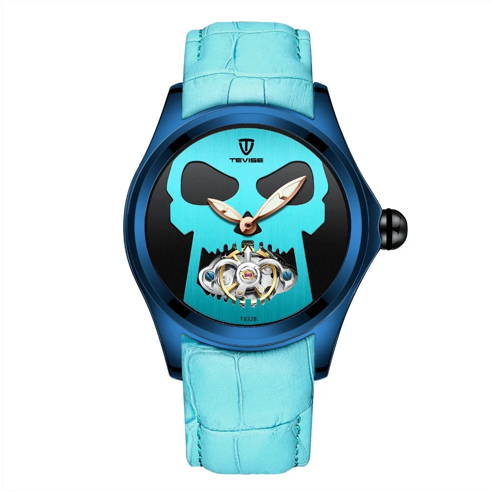 Новые Брендовые мужские механические часы Tevise, автоматические Модные цветные индивидуальные мужские спортивные часы, мужские часы