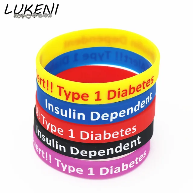 Online Lukeni 1pc Diabetic Bracelets Medical Alert Type 1 Lukeni 1pc Diabetic Bracelets Medical Alert Type 1 Diabetes Insulin Dependent Silicone Wristband Armband Nurse Bangles Sh043