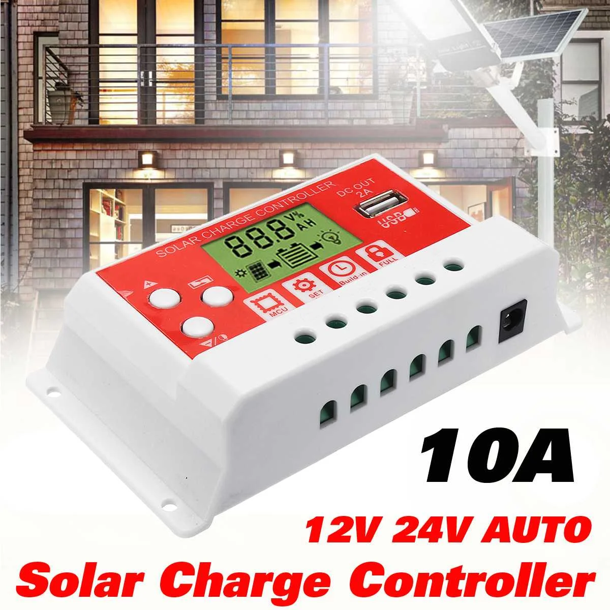 

New 10A 12V/24V AUTO Solar Charge Controller LCD Display PWM USB Solar Panel Regulator Charge Controller