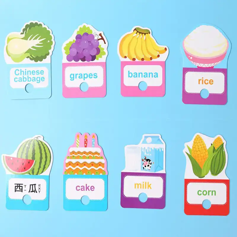 Ddwe Di Cibo Cartone Animato Animali Inglese Schede Flash Cognitivo Montessori Precoce Di Sviluppo Di Apprendimento Educativo Per I Bambini Il Regalo Dei Capretti Aliexpress