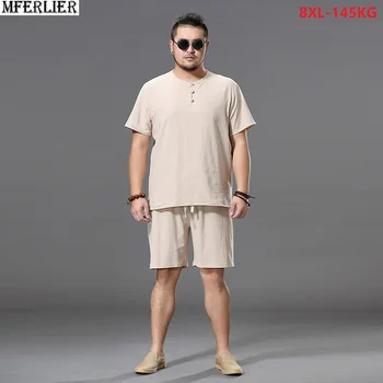 

Summer Men Tang suit T-shirt and shorts Chinese style tops tees Short Sleeve t shirt big size oversize 7XL 8XL 9XL 10XL t-shirt