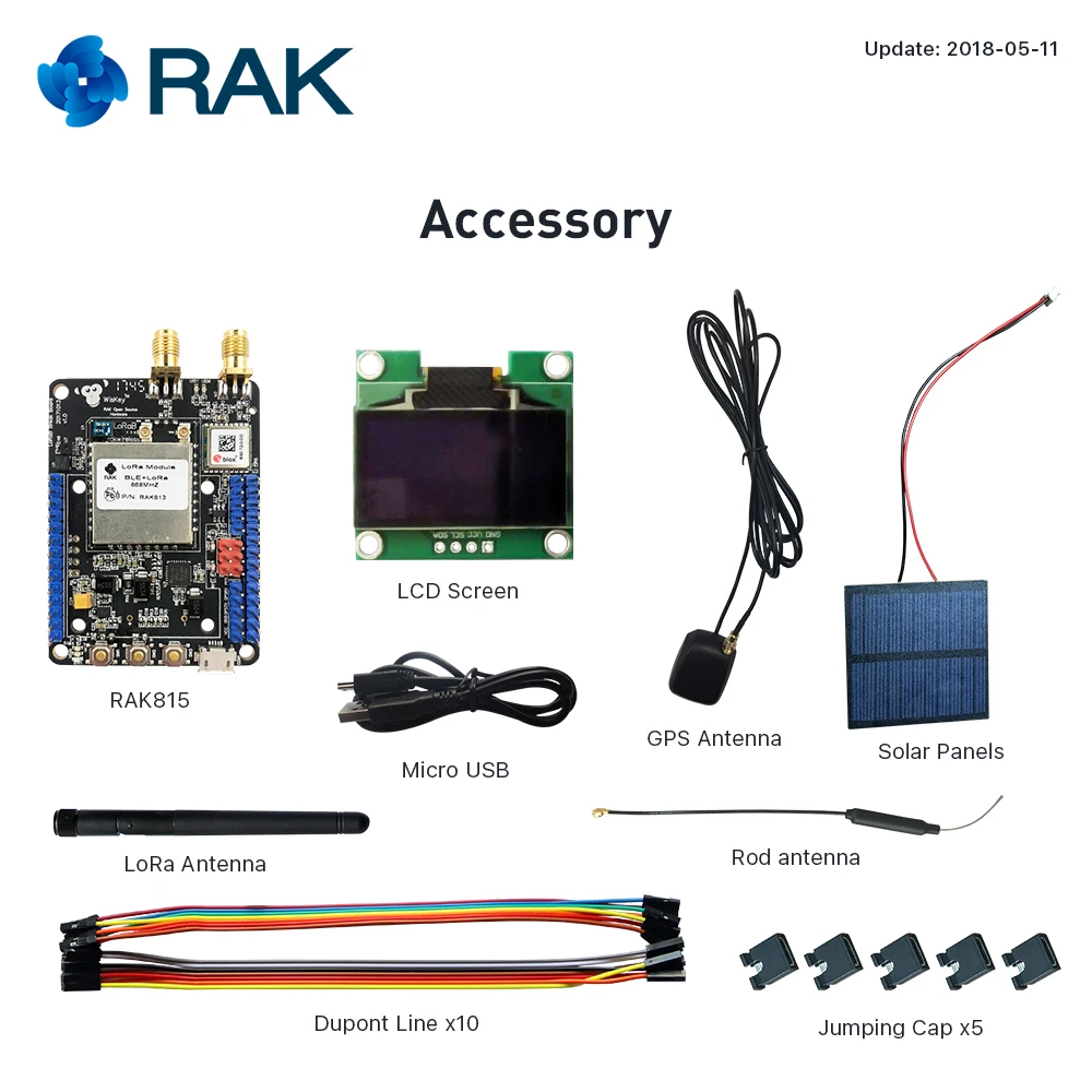 RAK815 модуль трекера местоположения BLE Bluetooth 5,0 маяк с gps температурными датчиками OLED дисплей LoRaWAN RAK813 брекборд Q194