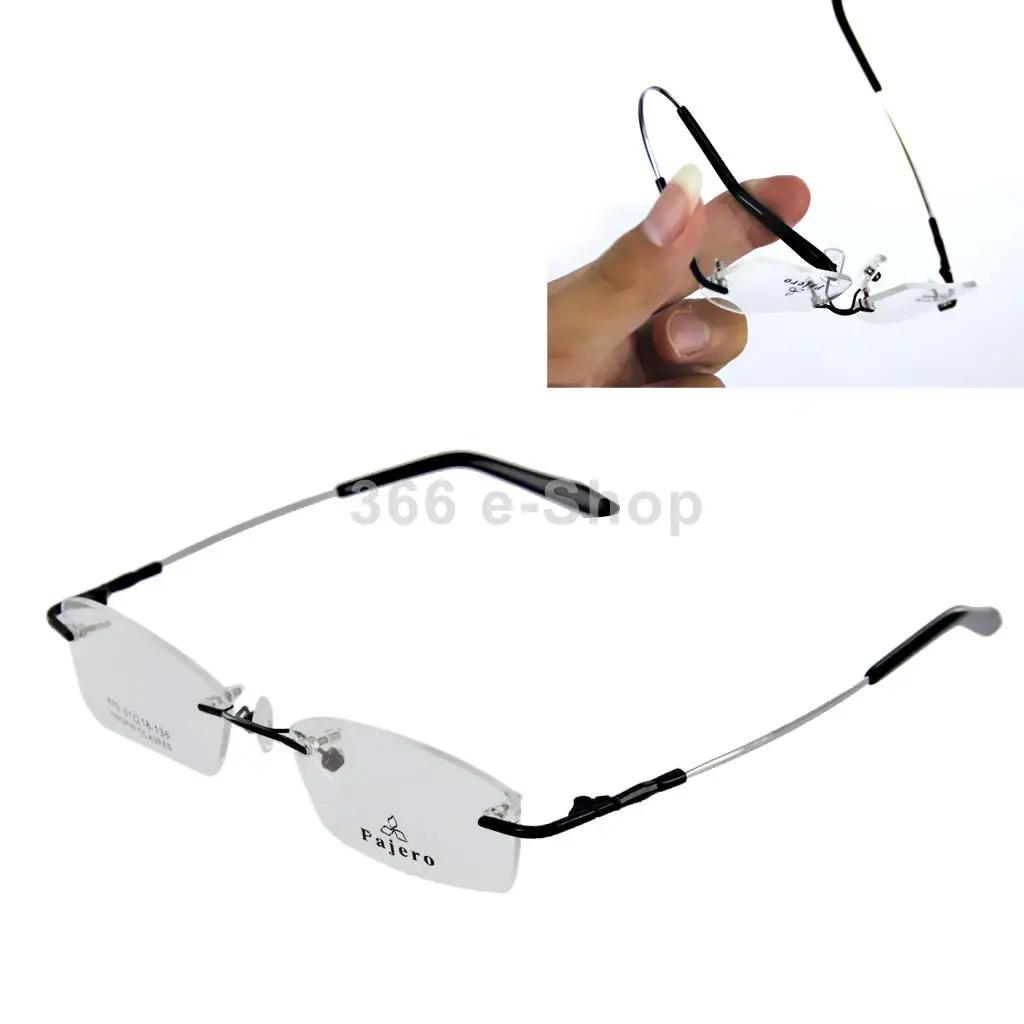 

MagiDeal Memory Metal Rimless Glasses Eyeglasses Spectacles Frame Black