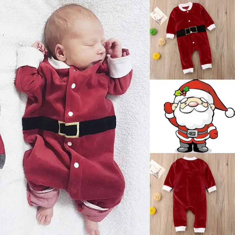 

Newborn Baby Girls Boy Long Sleeve Christmas Santa Claus Cotton Soft Bodysuit Jumpsuit Costume Clothes Outfits 0-24 Months