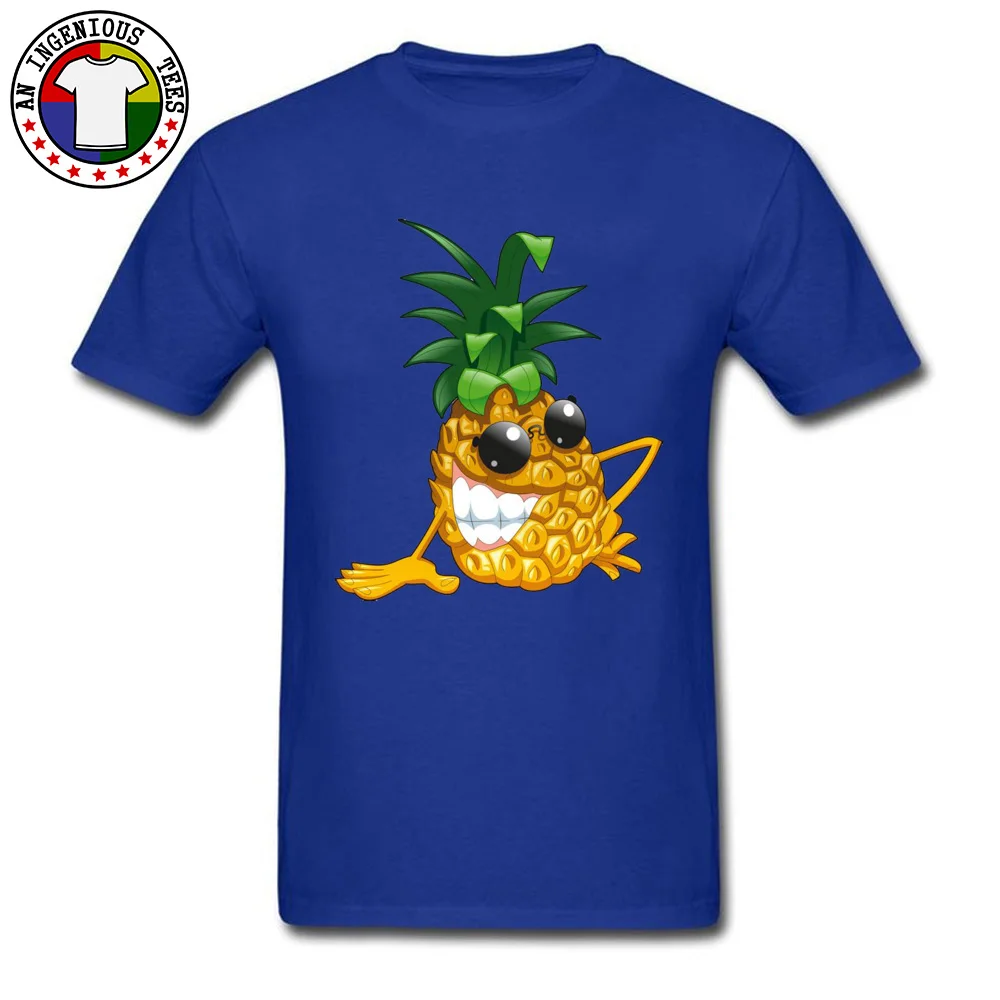 Pineapple Pure Cotton T Shirt for Men Short Sleeve Classic Tops Shirt Oversized Fall Crew Neck Tee Shirt Print Pineapple blue