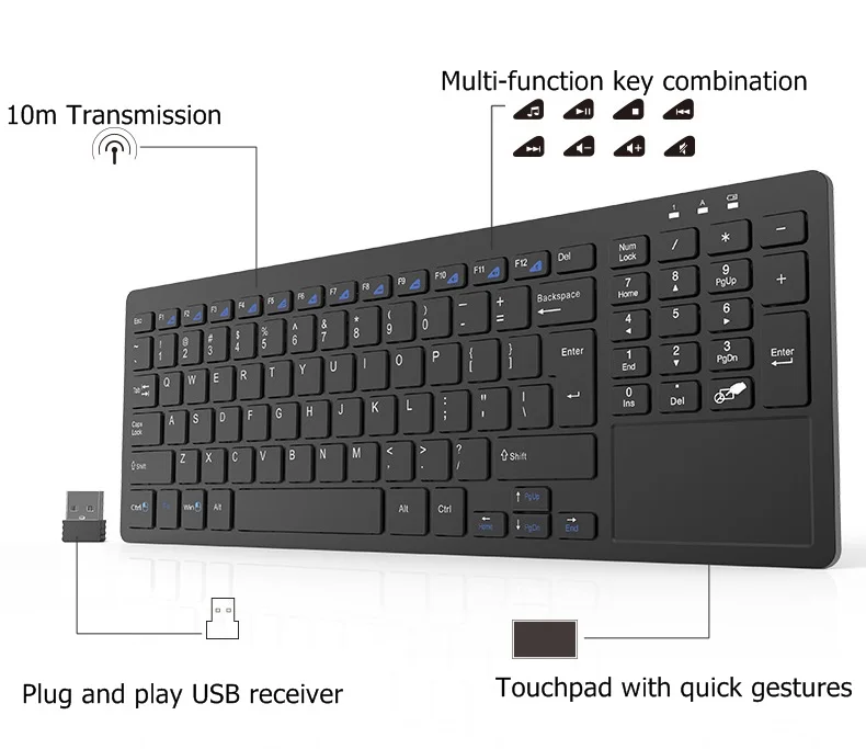 SEENDA Wireless Touch Keyboard Multimedia Home Smart TV Computer