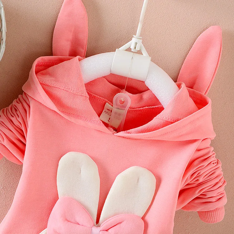 2018New Spring Autumn Baby Clothing Cartoon Rabbit Child Long Sleeve Hoodies Cotton Suit Toddler Sets Kids Outfits Girls Clothes