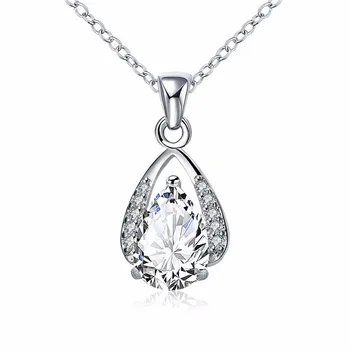 

Fashion Exquisite Heart-Shaped Angel Wing Crystal Pendant Necklace Plated Women Simple Inlaid Stone Drop Silver Plated Jewelry