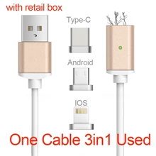 USB Type C/IOS/Android 3IN1 Magnetic Cable Type-C USB-C Fast Charge Adapter Magnet Cable For iPhone 5/Ipad mobile phone cable
