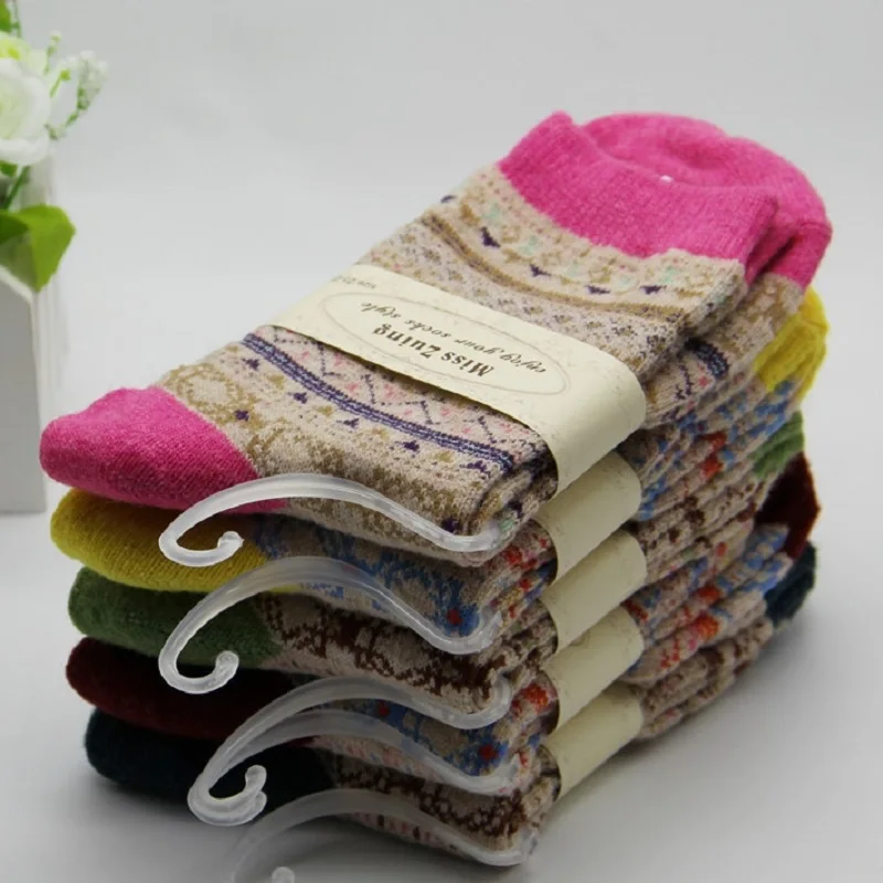 Высокое качество, рождественские носки, женские зимние носки из кроличьей шерсти,, женские утепленные теплые носки со снежинками, 10 шт = 5 пар/лот