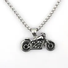 Cadena de motociclista personalizada con colgante de motocicleta, collar punk gótico para hombre, cadena de acero inoxidable Vintage hecha a mano, joyería