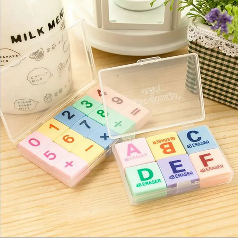 

2pcs/ cute creative digital + letter rubber eraser kawaii school supplies papelaria child Learning stationery Materiale