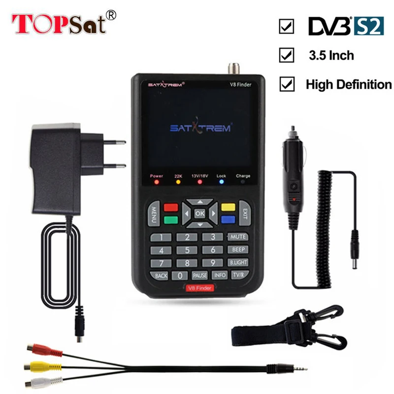 

V8 Finder DVB-S2 HD Satellite Finder MPEG-4 DVB S2 Satellite Meter Satfinder Full 1080P wtih 3000mA Battery sat finder