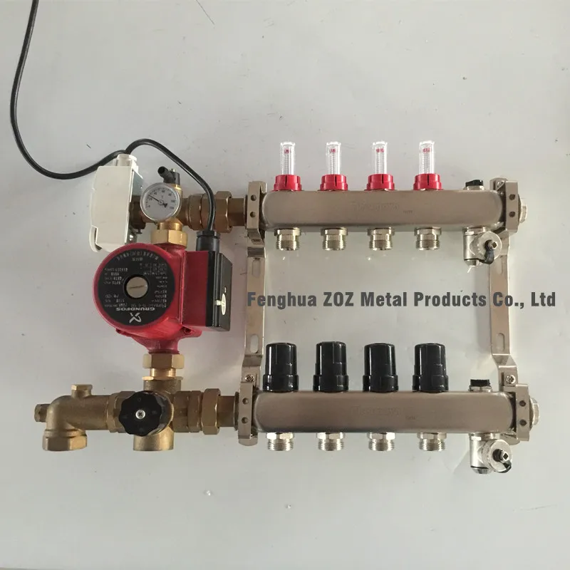 5 Port Underfloor Heating Mixing Manifold with Pumpin Solar Collectors