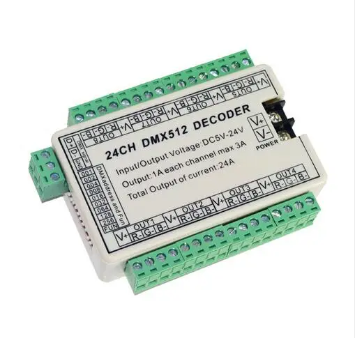 

best price 1 pcs 24CH dmx 512 led decoder controller use for led strip
