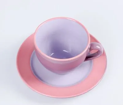 Creative European Ceramic Coffee Cup and Saucer Set Coffee C For Cappuccino Latte Pull Flower Italian Moka Free Shipping - Цвет: Pink