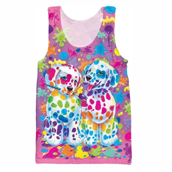 YX GIRL 2018 summer new style Cool vest Fashion Mens 3d Vest Cute animal Lisa Frank Print Unisex Casual Tank tops color as the picture
