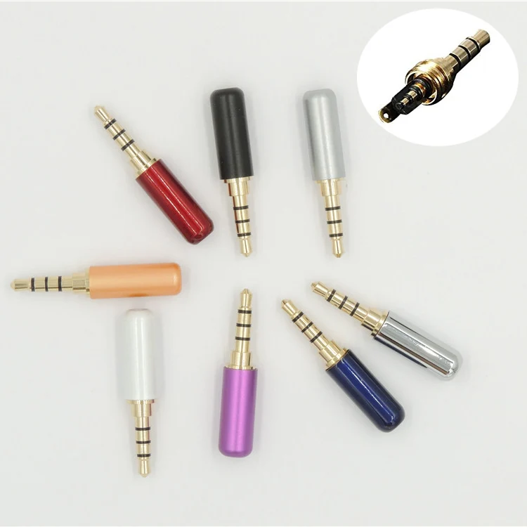 20pcs brass 1 8 3 5mm male 4 pole stereo plug Repair Headphone Cable Solder adapter connector