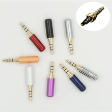 20pcs brass 1 8 3 5mm male 4 pole stereo plug Repair Headphone Cable Solder adapter connector