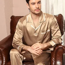 Человек Шелковая пятнистая одежда для сна комплект из двух предметов с длинными рукавами Лето Весна Плюс Размер мужские шелковые пижамы брюки набор Домашняя одежда 2XL