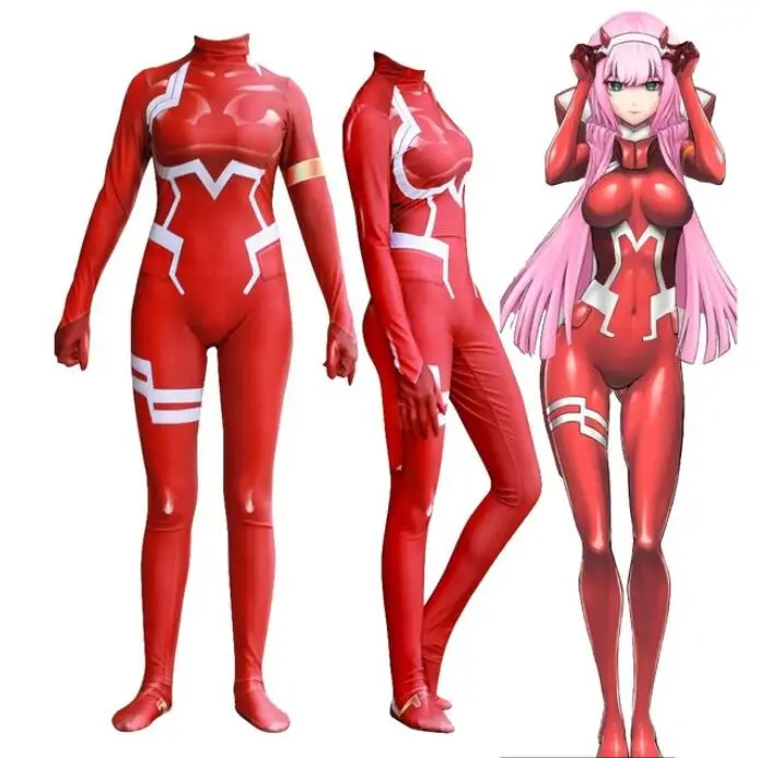 

Zero two Darling in Franxx Cosplay costume 3D printed Lycra spandex Zentai Halloween overall custom order