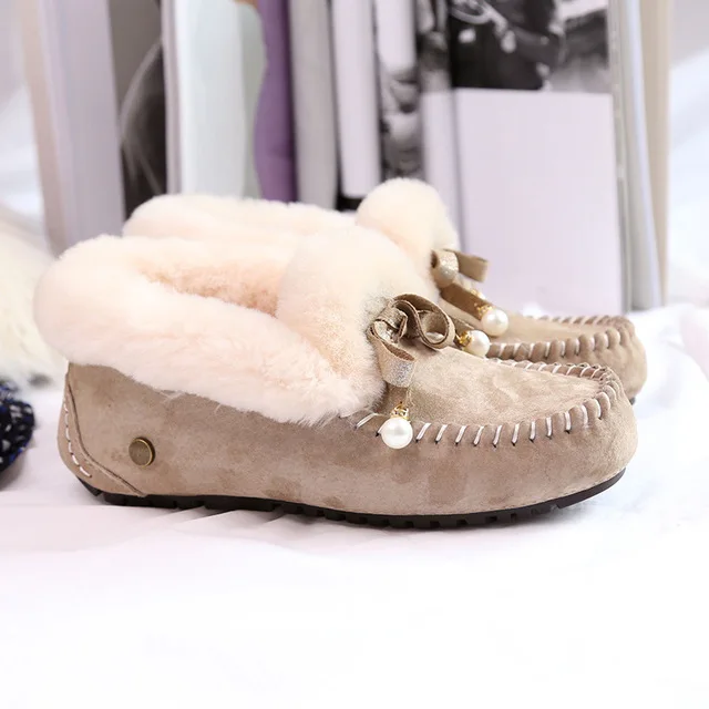 Женская обувь в классическом стиле; женские зимние сапоги из натуральной овечьей кожи; зимние сапоги на меху из натуральной шерсти; теплые зимние сапоги - Цвет: sandy