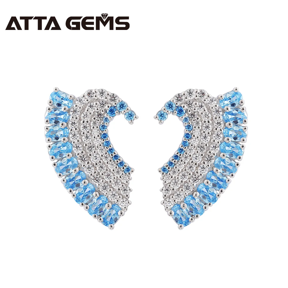 

Aquamarine Sterling Silver Stud Earring Hearts Shape Fine Jewelry Created Aquamarine Light Blue Romantic Style For Women Jewelry